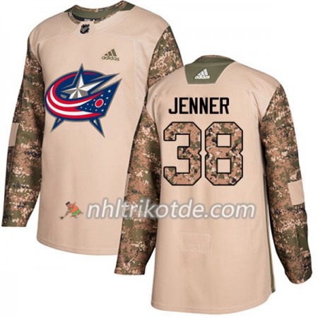 Blue Jackets Trikot Boone Jenner 38 Adidas 2017-2018 Camo Veterans Day Practice Authentic - Herren